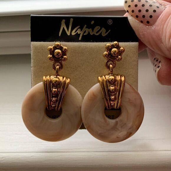 Napier Vintage dangle & drop hoop earrings with surgical steel post - Picture 1 of 8